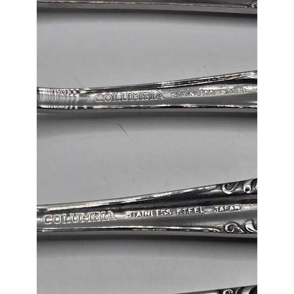 Vintage Stainless Flatware Spoon Knife Fork Columbia Japan Beaded Edge Set of 20 - Picture 9 of 10